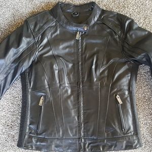 Womans motorcycle riding leather outfit